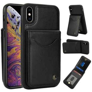 For iPhone X / XS AwQuer Vertical Flip Card Bag Holder Leather Phone Case(Black)