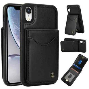 For iPhone XR AwQuer Vertical Flip Card Bag Holder Leather Phone Case(Black)