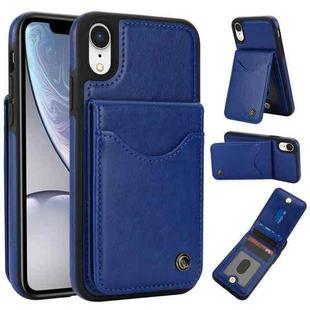 For iPhone XR AwQuer Vertical Flip Card Bag Holder Leather Phone Case(Blue)