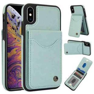 For iPhone XS Max AwQuer Vertical Flip Card Bag Holder Leather Phone Case(Green)