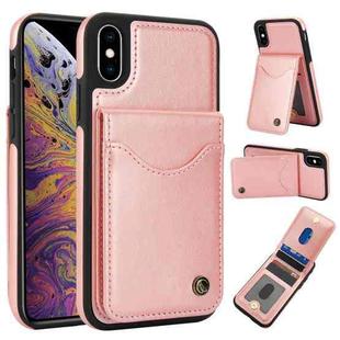 For iPhone XS Max AwQuer Vertical Flip Card Bag Holder Leather Phone Case(Rose Gold)