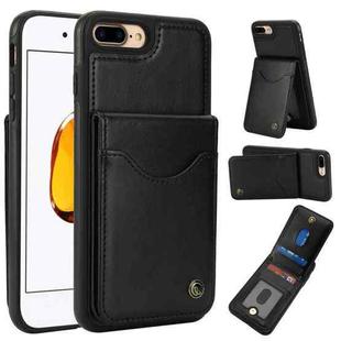 For iPhone 7 Plus / 8 Plus AwQuer Vertical Flip Card Bag Holder Leather Phone Case(Black)