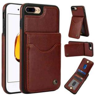 For iPhone 7 Plus / 8 Plus AwQuer Vertical Flip Card Bag Holder Leather Phone Case(Brown)