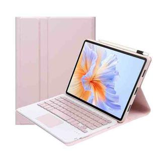 For Honor Pad V9 AH27-A Ultra-thin Detachable Bluetooth Keyboard Leather Tablet Case with Touchpad(Pink White)