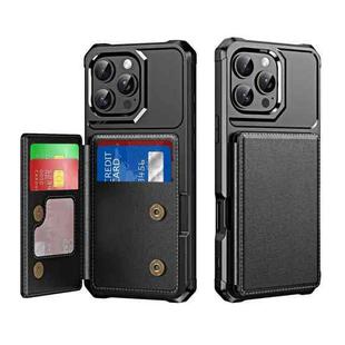 For iPhone 16 Pro Horizontal Flip Card Bag Holder Leather Phone Case(Black)