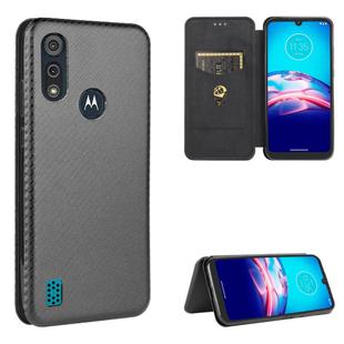 For Motorola Moto E6s (2020) Carbon Fiber Texture Horizontal Flip TPU + PC + PU Leather Case with Rope & Card Slot(Black)