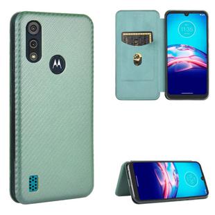 For Motorola Moto E6s (2020) Carbon Fiber Texture Horizontal Flip TPU + PC + PU Leather Case with Rope & Card Slot(Green)