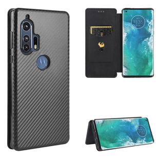 For Motorola Moto Edge Plus Carbon Fiber Texture Horizontal Flip TPU + PC + PU Leather Case with Rope & Card Slot(Black)