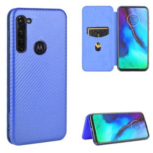 For Motorola Moto G Pro Carbon Fiber Texture Horizontal Flip TPU + PC + PU Leather Case with Rope & Card Slot(Blue)