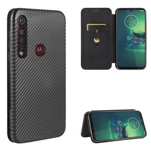 For Motorola Moto G8 Plus Carbon Fiber Texture Horizontal Flip TPU + PC + PU Leather Case with Rope & Card Slot(Black)