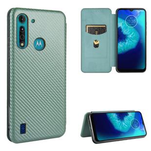 For Motorola Moto G8 Power Lite Carbon Fiber Texture Horizontal Flip TPU + PC + PU Leather Case with Rope & Card Slot(Green)