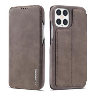 For iPhone 12 Pro Max LC.IMEEKE Hon Ancient Series Horizontal Flip Leather Case with Holder & Card Slot(Coffee)