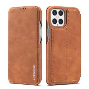 For iPhone 12 Pro Max LC.IMEEKE Hon Ancient Series Horizontal Flip Leather Case with Holder & Card Slot(Brown)