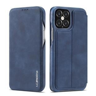 For iPhone 12 / 12 Pro LC.IMEEKE Hon Ancient Series Horizontal Flip Leather Case with Holder & Card Slot(Blue)