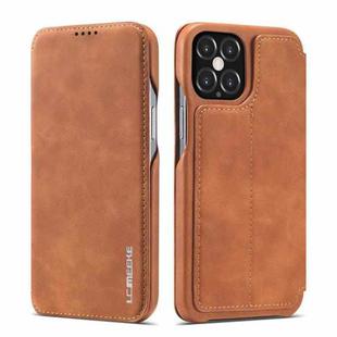 For iPhone 12 / 12 Pro LC.IMEEKE Hon Ancient Series Horizontal Flip Leather Case with Holder & Card Slot(Brown)