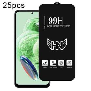 For Redmi Note 12 5G 25pcs High Aluminum Large Arc Full Screen Tempered Glass Film