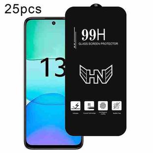 For Redmi 13 4G 25pcs High Aluminum Large Arc Full Screen Tempered Glass Film