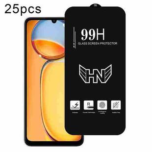 For Redmi 13C 4G 25pcs High Aluminum Large Arc Full Screen Tempered Glass Film