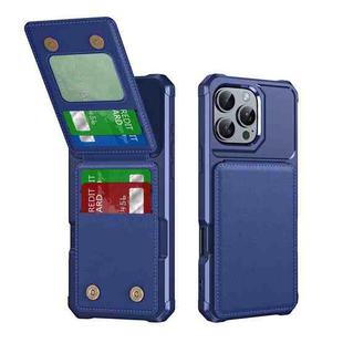 For iPhone 16 Pro Vertical Flip Card Bag Holder Leather Phone Case(Dark Blue)