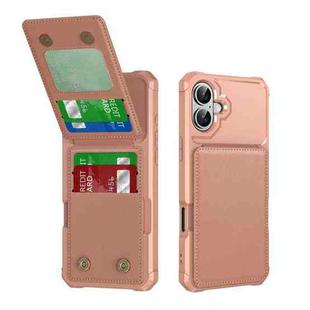 For iPhone 16 Plus Vertical Flip Card Bag Holder Leather Phone Case(Rose Gold)