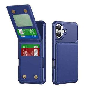 For iPhone 16 Plus Vertical Flip Card Bag Holder Leather Phone Case(Dark Blue)