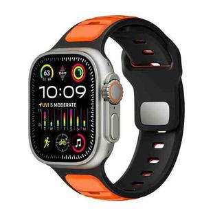 For Apple Watch 42mm / 41mm / 40mm / 38mm Norman Buckle Two-color Silicone Watch Band(Black Orange)