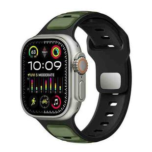 For Apple Watch 42mm / 41mm / 40mm / 38mm Norman Buckle Two-color Silicone Watch Band(Army Green Black)