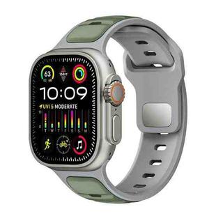 For Apple Watch 46mm / 49mm / 45mm / 44mm Norman Buckle Two-color Silicone Watch Band(Light Green Grey)