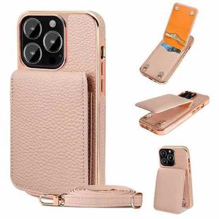 For iPhone 14 Pro VIETAO Litchi Texture Wallet PU Phone Case with Lanyard(Pink)