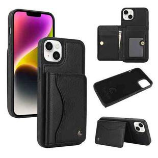 For iPhone 14 Plus AwQuer Horizontal Flip Card Bag Holder Leather Phone Case(Black)