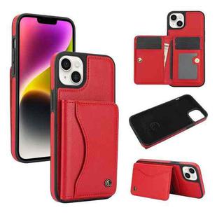 For iPhone 14 Plus AwQuer Horizontal Flip Card Bag Holder Leather Phone Case(Red)