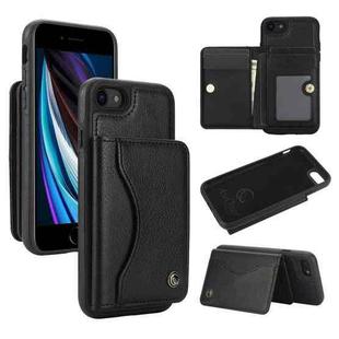 For iPhone 7 / 8 / SE 2022 AwQuer Horizontal Flip Card Bag Holder Leather Phone Case(Black)