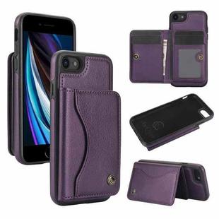For iPhone 7 / 8 / SE 2022 AwQuer Horizontal Flip Card Bag Holder Leather Phone Case(Dark Purple)