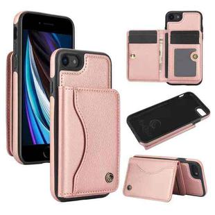 For iPhone 7 / 8 / SE 2022 AwQuer Horizontal Flip Card Bag Holder Leather Phone Case(Rose Gold)