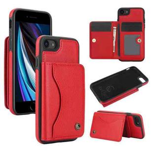 For iPhone 7 / 8 / SE 2022 AwQuer Horizontal Flip Card Bag Holder Leather Phone Case(Red)