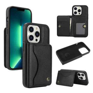 For iPhone 13 Pro Max AwQuer Horizontal Flip Card Bag Holder Leather Phone Case(Black)