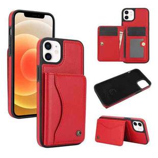 For iPhone 12 / 12 Pro AwQuer Horizontal Flip Card Bag Holder Leather Phone Case(Red)