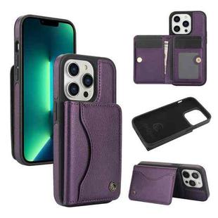 For iPhone 12 Pro Max AwQuer Horizontal Flip Card Bag Holder Leather Phone Case(Dark Purple)