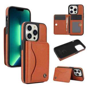 For iPhone 11 Pro Max AwQuer Horizontal Flip Card Bag Holder Leather Phone Case(Brown)
