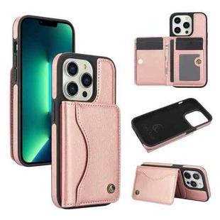 For iPhone 11 Pro Max AwQuer Horizontal Flip Card Bag Holder Leather Phone Case(Rose Gold)