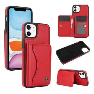 For iPhone 11 AwQuer Horizontal Flip Card Bag Holder Leather Phone Case(Red)