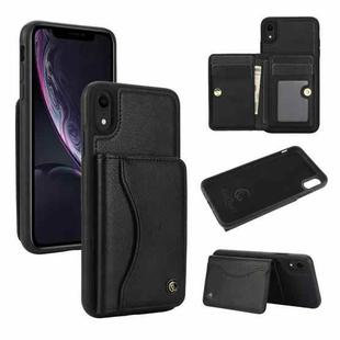 For iPhone XR AwQuer Horizontal Flip Card Bag Holder Leather Phone Case(Black)