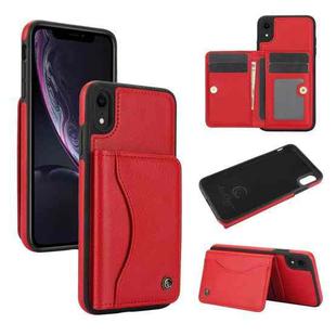 For iPhone XR AwQuer Horizontal Flip Card Bag Holder Leather Phone Case(Red)