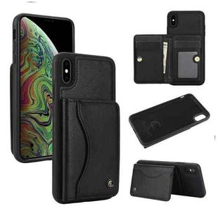 For iPhone XS Max AwQuer Horizontal Flip Card Bag Holder Leather Phone Case(Black)