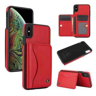 For iPhone XS Max AwQuer Horizontal Flip Card Bag Holder Leather Phone Case(Red)