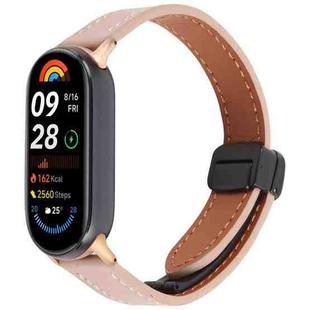 For Xiaomi Smart Band 9 / 8 Folding Magnetic Buckle Microfiber Leather Watch Band(Cherry Pink)