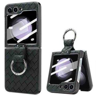 For Samsung Galaxy Z Flip6 VIETAO Woven Leather Metal Ring Phone Case(Black)