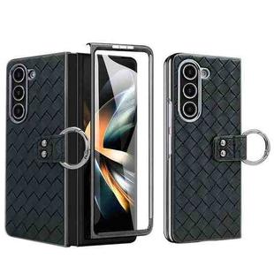 For Samsung Galaxy Z Fold5 VIETAO Woven Leather Metal Ring Phone Case(Black)