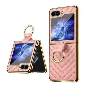 For Samsung Galaxy Z Flip6 VIETAO Dream Series Metal Ring Leather Phone Case(Pink)