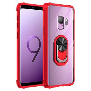 For Samsung Galaxy S9 Shockproof Transparent TPU + Acrylic Protective Case with Ring Holder(Red)